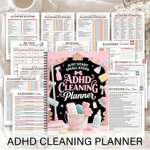Adhd Cleaning Plan Book Spiral Bound, Household Checklist for Home Office Housewives Mothers, Durable Cover Task Management Essential, Cleaning Planner, Planner Notebook, Office Stationery Supplies