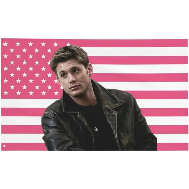 Jen-sen Ackles Flag Pink America Flag 3x5 FT tapestry USA Flags with 2 Grommets Decor Bedroom Living Room Dorm