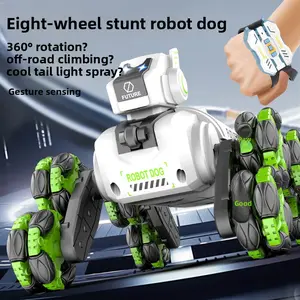 Smart Gesture Control Mechanical Dog Realistic Robot Puppy 8-Wheel Tricks Spray Drifting Climbing Deformable Electric Remote Toy 360 Rotation Music Birthday Surprise Xmas Gift With Rechargeable Battery