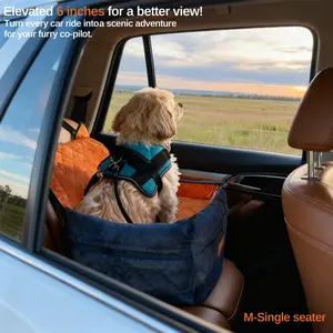 ZVRpet  Dog Car Seat Pet kennel Fully Detachable and Washable Memory Foam Covered   Soft Fabric Easy to Install with Adjustable Straps Anti-Slip Bottom Cover for Back Seat Pet Car Bed for Car SUV Outdoorfun Travel Dog Bed Pet Bed  SummerVibes petlovers
