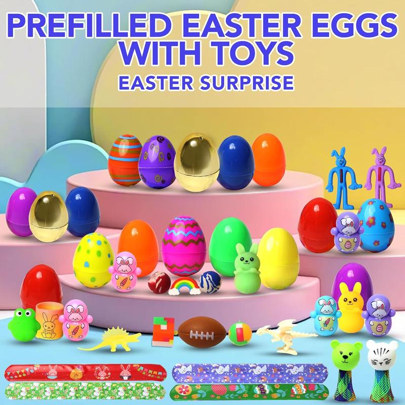 200 Pcs Prefilled Easter Eggs with Toys Inside,Easter Basket Stuffers,Surprise Easter Egg Fillers,Easter Toys Bulk,Easter Egg Hunt,Prizes Classroom Events,Easter Gifts,Eggs Fillers,Easte Party Favors