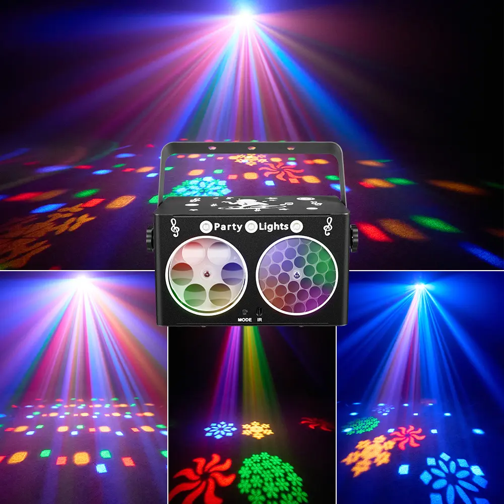 Voice-activated rotating stage atmosphere color light strip with remote control, multi-pattern projection, decorative lights for indoor ambiance enhancement in KTVs, bars, birthday parties and gatherings