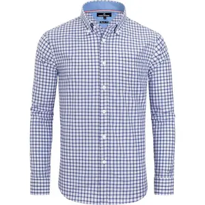 Men's Plaid Button Down Shirts Cotton Long Sleeve Dress Shirts Regular Fit Gingham Shirts