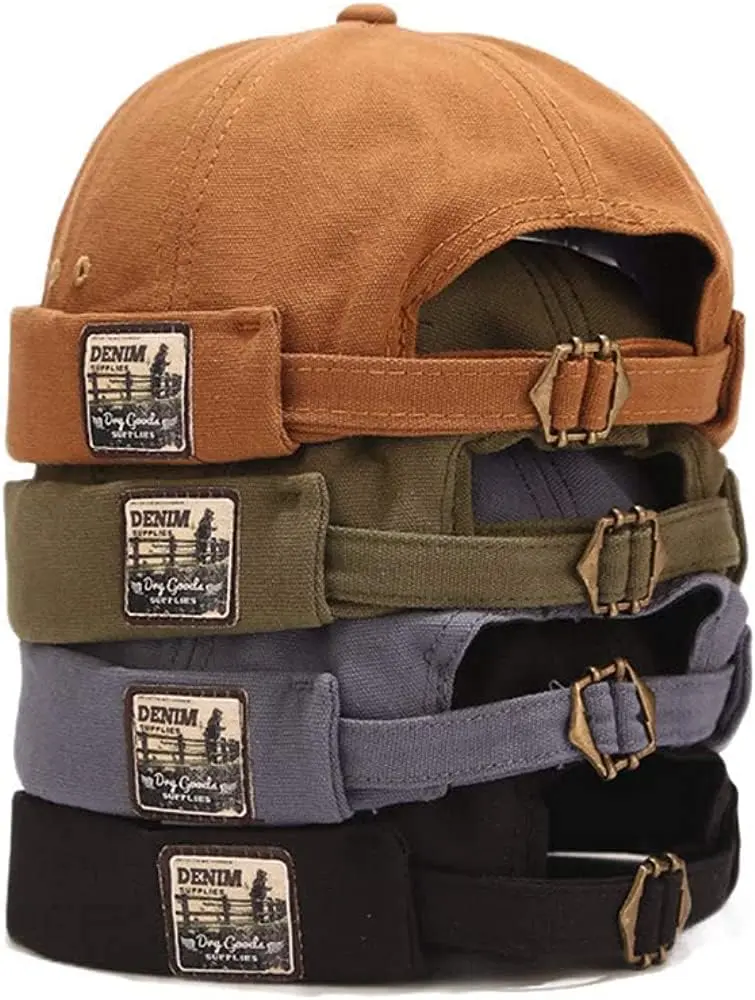 Milcraft Mens Cotton Patch Brimless Skullcap Sailor Cap Rolled Cuff Retro Beanie Hat 4 Pack headwear outdoor casual