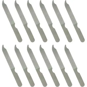 Fingernail Files (12 Pack), Metal Nail Files for Natural Nails, 4’’ Stainless Steel Thin Durable Nail File Bulk Filer with Curved Sharp Pointed Tip Double Sided Manicure Pedicure Toenails Tools