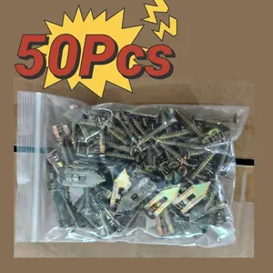 50Pcs Self Drilling Drywall Anchors with Screws Heavy Duty Zinc Plated Metal Expansion Bolt Kit for Photo Frames Wall TV Shelf Straps