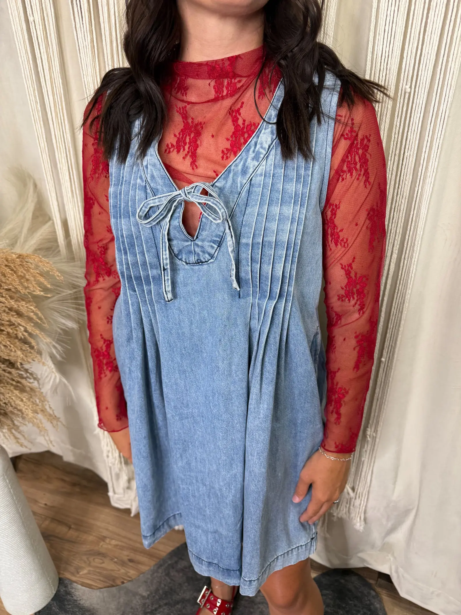 Red Lace Mock Neck Long Sleeve Top Red Lace Mock Neck Long Sleeve Top