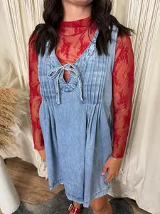 Red Lace Mock Neck Long Sleeve Top