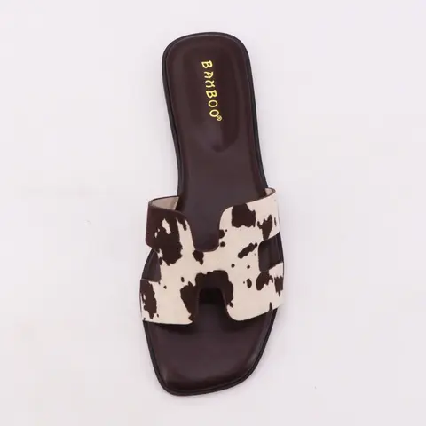 Vaquita - Cow Print Sandal - Summer Footwear slip on flat Sandals, Footwear Slide, Shoe