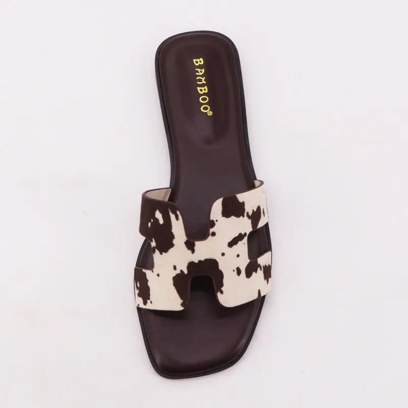 Vaquita - Cow Print Sandal - Summer Footwear slip on flat Sandals, Footwear Slide, Shoe