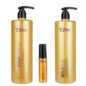 Tahe Keratin Gold Large Kit - Shampoo 1000ml + Mask 1000ml + Serum 30 ml