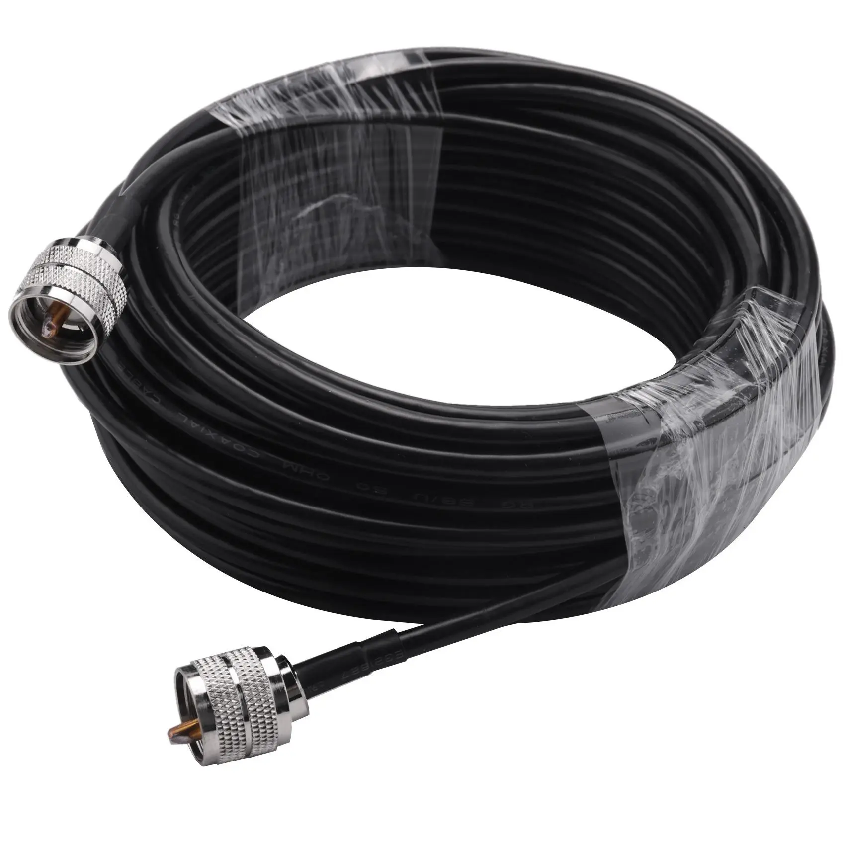 2 Pcs 15M UHF Coaxial Cable RG58 Coax Cable PL259 Cable 50 Ohms CB Radio Antenna Cable UHF Male to UHF Male Low Loss UHF