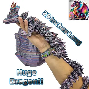 XXL Rainbow Crystal Dragon with Matching Egg, Articulating Desk Fidget, Almost 30 Inches Long, Perfect Sensory Gift for Men or Women