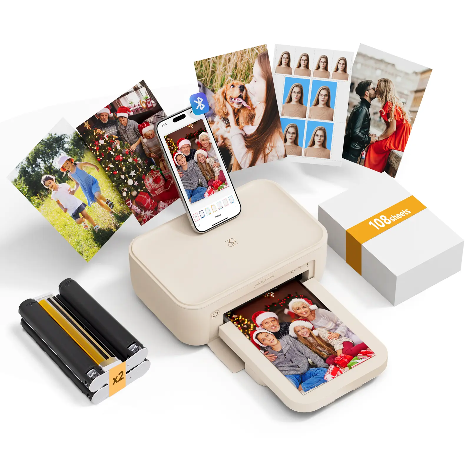 HPRT CP4100 4PASS Instant Photo Printer, 4x6in Dye-Sublimation Printer, 300dpi Bluetooth Wi-Fi Photo Printer with AR Printing App, No Ink, Vivid High-Def Prints, Perfect Gift for Family & Friends