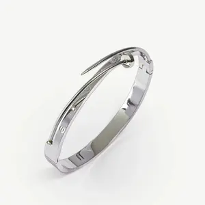 Cross-over Silver Diamond Bangle