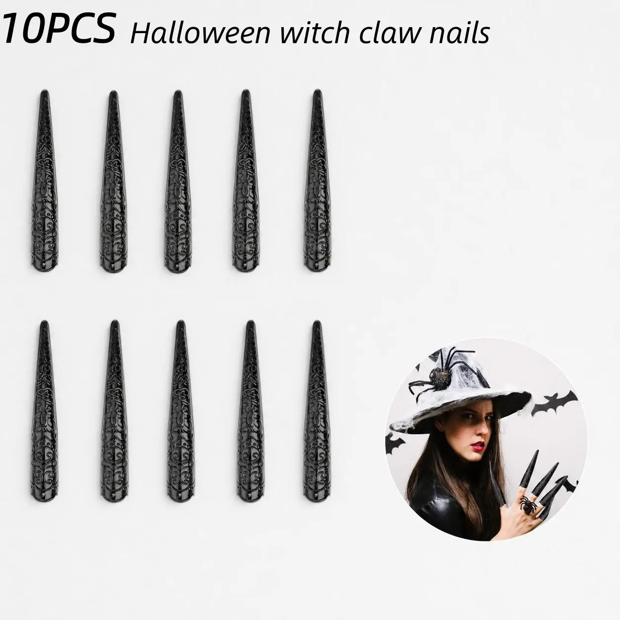 10 Gothic Vampire Witch Devil Claws, Halloween Belly Dance Cosplay Party Accessories, Elegant Claw Design, Comfortable and Lightweight