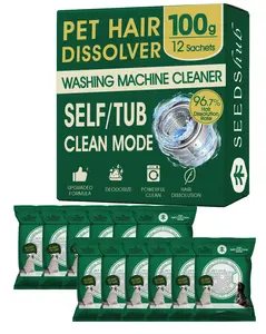 [Mega Size] Seedshub 12 Pack Pet Hair Dissolver 5-in-1 Heavy Duty Washing Machine Cleaner, High-Strength Enzymatic Formula, Prevents Clogs & Sanitizes Tub, Safe for All Washers