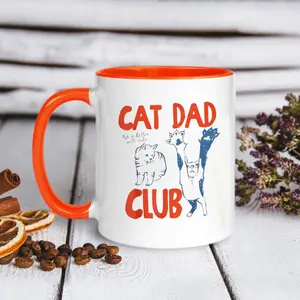 Cat Dad Club Mug 11oz Black Coffee Cup Funny Cat Lover Gift for Men Pro-Grade Ceramic Microwave & Dishwasher Safe Double-Sided Print