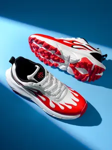 Men's & Women's Lace Up Athletic Sneakers Flame Pattern Design Chunky Textured Sole Breathable Comfort Casual Running Footwear for Everyday Wear - Walking Shoes, Shoe