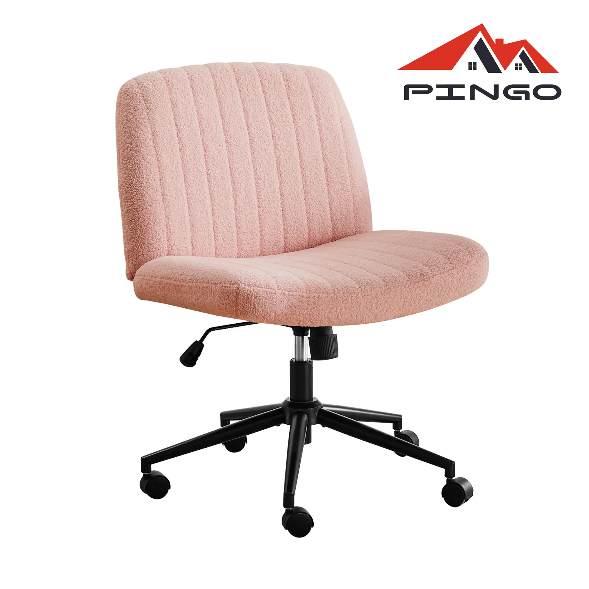 PINGO Armless Cross-Legged Chair with Wheels, Height Adjustable Swivel Chair with Larger Seat Width, Sturdy and Durable, Easy to Assemble, For Family