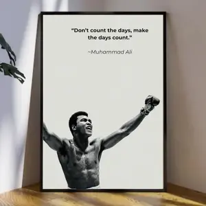 Muhammad Ali Boxing Quote Motivation Print, Champion Mindset Wall Art, Inspirational Sports Decor for Home Gym Office, Printable Gift for Him