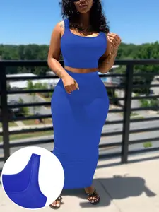 Women's Tank Top High Waist Long Skirt Set, Slimming and Slim Fit, Casual Elegant Style, Perfect for Daily Wear and Special Occasions