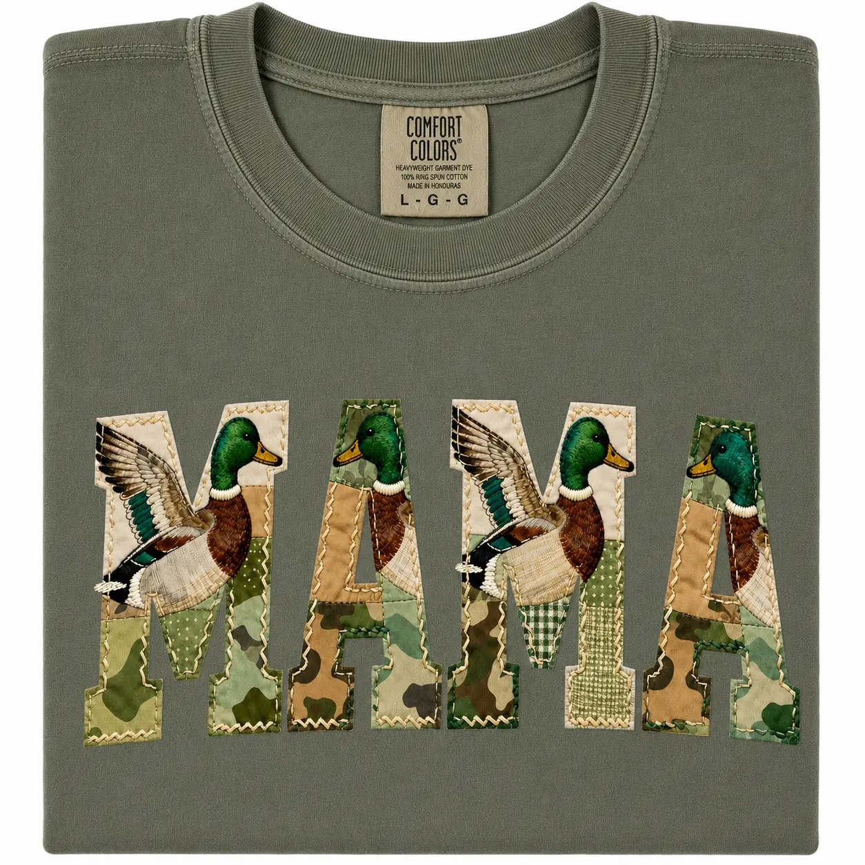 Mama Hunting Camo checkered Patchwork Comfort Colors T-shirt