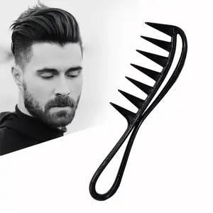 Wide-Tooth Comb for Men - Large, Curved Design with Fishbone Texture, Durable ABS Plastic Handle, Ideal for All Hair Types, Hair Comb, Hair Care Tool, Durable Hairdressing Comb