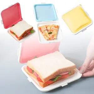 3 Pcs Sandwich Containers,3 Color Silicone Sandwich Storage with Snap-Off,Sandwich Box for Lunch,BPA Free,Leakproof, Reusable Plastic Sandwich Holder for Fruit,Salad,Snacks and Food Storage