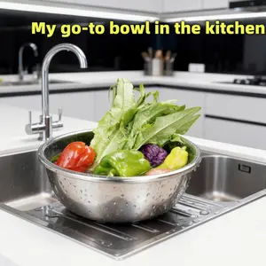 Heavy-Duty Stainless Steel Mixing & Salad Bowl – Extra Large, Induction-Safe, Durable & Easy to Clean, Perfect for Kitchen, Restaurant & Catering Serving Tableware