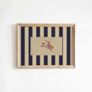 [Sale off up to 50%] [Free ship] [No Frame] Vintage Rodeo Cowboy Poster | Western Striped Wall Art | Rustic Americana Print