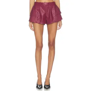 Free People x REVOLVE Star Dust Faux Leather Short in Burgandy
