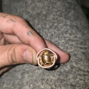 Mexican Fire Opal Wire Wrapped Ring Copper Wire with Gold & Rose Gold Tarnish Resistant Coating Elegant Jewelry