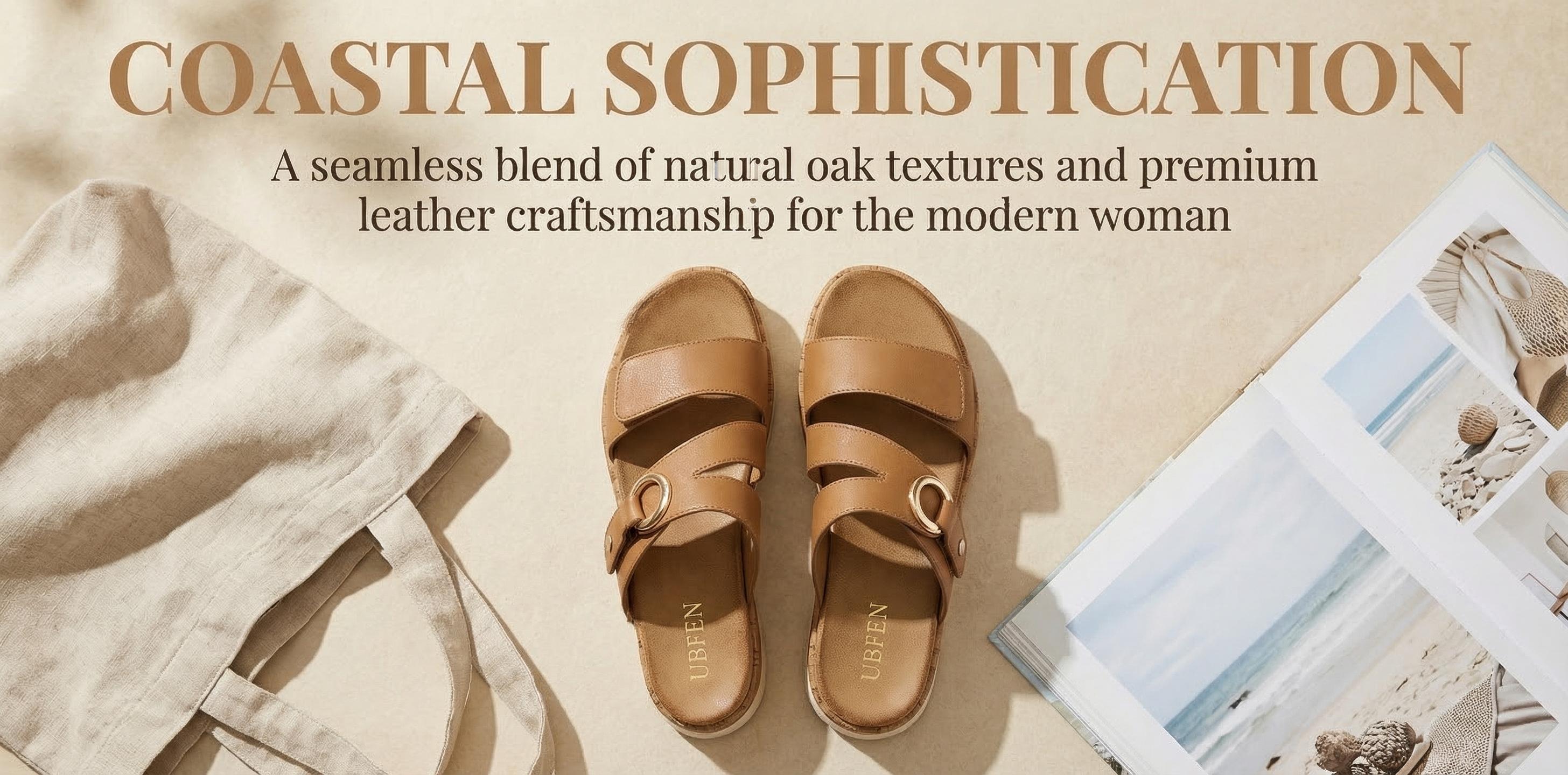 UBFEN Womens Low Wedge Sandals Comfortable Walking Slide with Arch Support