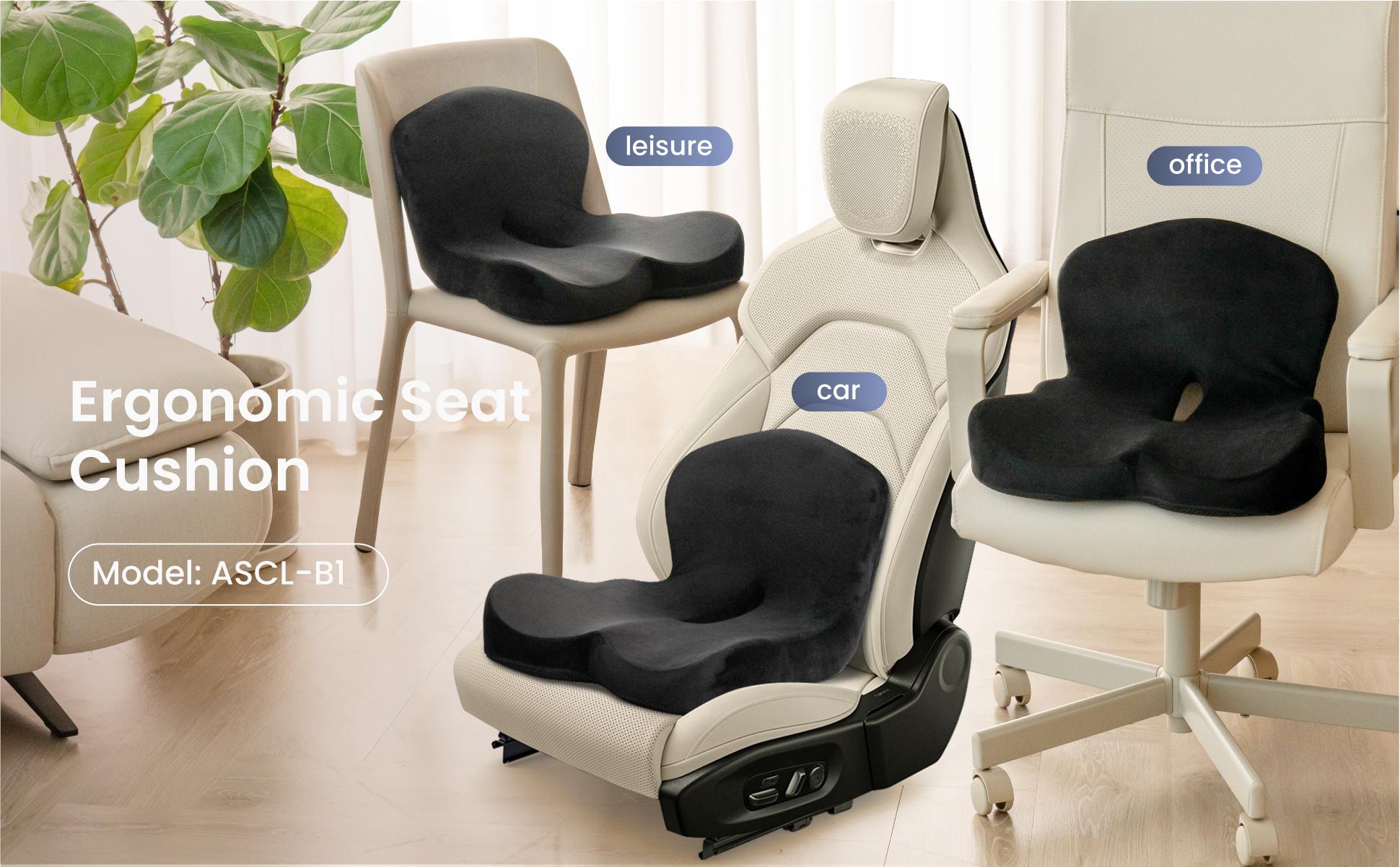 Alcedo Ergonomic Memory Foam Seat Cushion – Firm Support for Tailbone & Sciatica Pressure Relief, Non-Slip, Breathable & Washable Cover, Office Chair & Car Seat Cushion