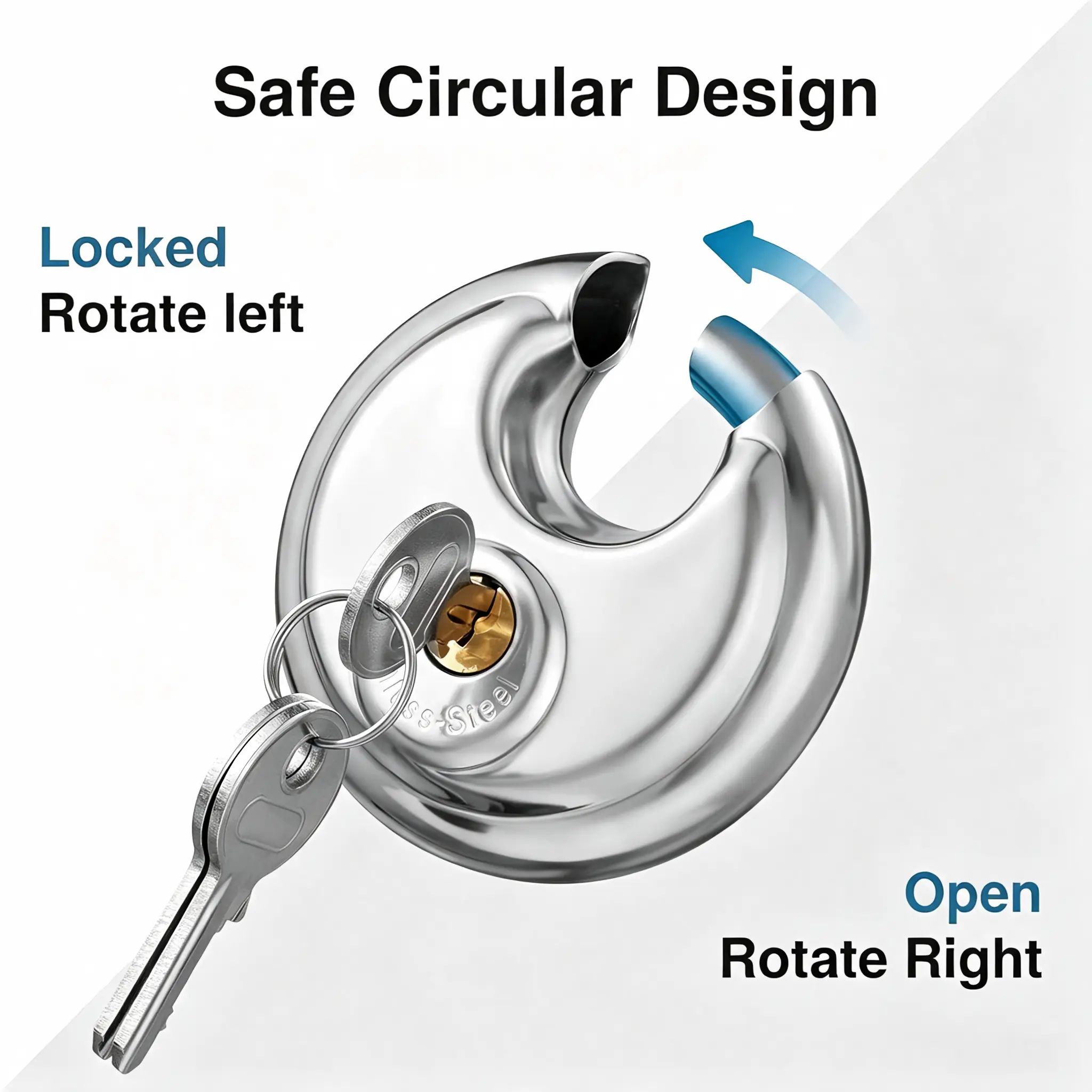 70mm Round Disc Padlock, Anti-Cut Shrouded Outdoor Security Lock with Independent Keys, for Storage Unit, Garage, Gate and Trailer, 1 Pack or 2 Pack