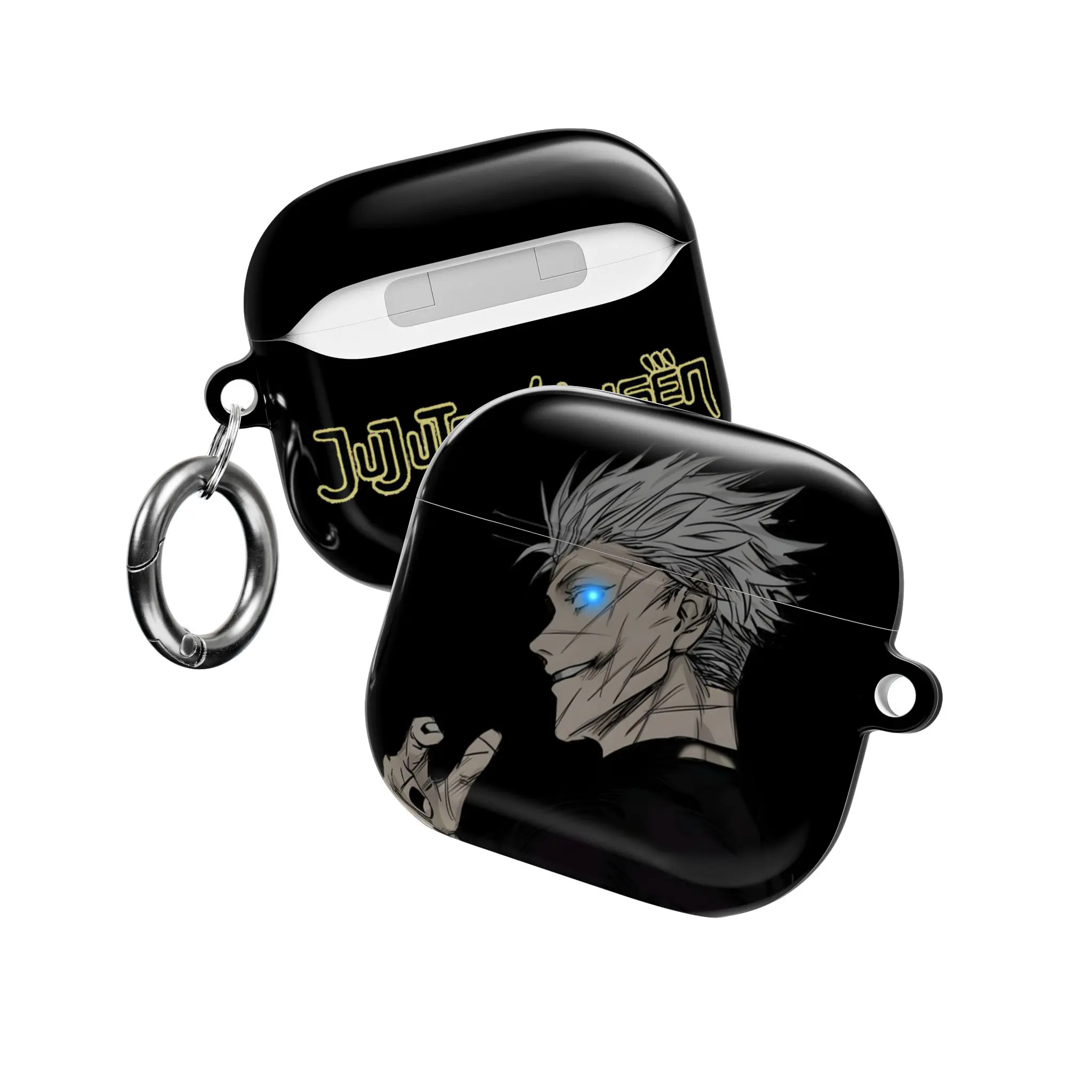Satoru Gojo Jujutsu Kaisen Anime AirPods Case with Keychain, Protective Shockproof Earbuds Cover for AirPods 1, AirPods 2, AirPods 3, AirPods 4, AirPods Pro 1, AirPods Pro 2, AirPods Pro 3, Manga Sorcerer Gift for Men Women and Teens