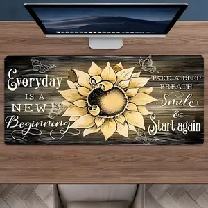 Sunflower Inspirational Quote Large Gaming Mouse Pad,Aesthetic Desktop Protection Pad,Washable Rubber Pad Non-Slip Lock Edge Multi-Size Mouse Pad Suitable For Home Office,Good Gift for Family and Friends,Office Desk Accessories
