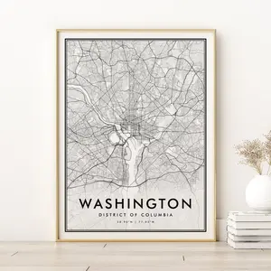 [UNFRAMED POSTER] Washington City Map, District of Columbia Road Map, Minimalist DC Map Poster, Washington DC City Map Print, gifts for her,