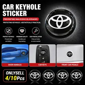 4Pcs 14mm Car Badge Logo Shape Keyhole Decoration Sticker Protection Waterproof Dustproof Sticker Decoration Car Accessories Universal