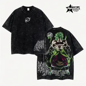 BROLY LEGENDARY SSJ - DBZ BLACK TEE Retro Limited Double Printed Heavy Oversize, Anime Washed Tee, Gift For Anime Fans Clothes Cotton Menswear T-Shirt