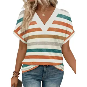 Womens Summer Tops Short Dolman Sleeve Shirts 2025 Fashion V Neck Outfits Clothes