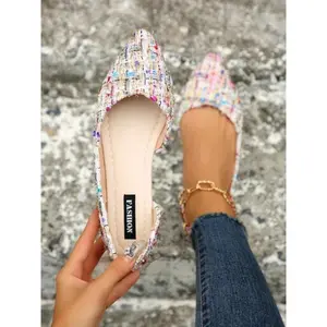 Women's Fashionable Colorblock Print Flat Shoes, Casual Comfortable Pointed Toe Slip on Shoes for Daily Wear, Lightweight Breathable Shoes for All Seasons, Girl, Casual Flats（gift）