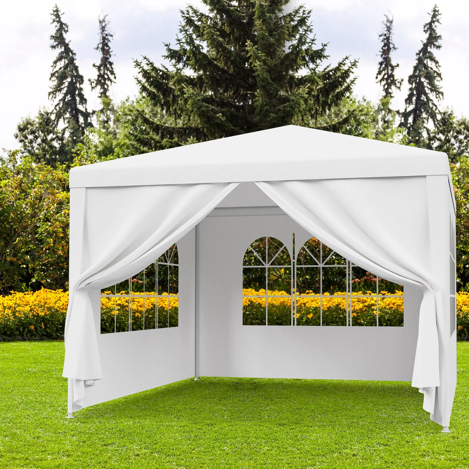 Zeny 10x10 ft Steel & Nylon Frame Wedding Party Gazebo Tent with Stand, Shaded UV Resistant Portable Instant Canopy, 4 Removable Solid Walls, Easy Installation for Outdoor Events, Shaded Canopy, Uv Resistant Canopy,summerwins,father'sdaygifts,campingessen