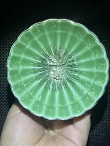 Silver three-dimensional fish green teacup