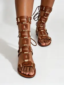 Women's Boho Roman Style Sandals, Adjustable Strap Flat Beach Shoes, Classic Open-Toe Summer Footwear, Ideal for Vacation and Shopping, Versatile Flat Sandals