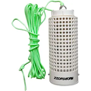 Bait Cage for Fishing, Chum Bucket & Bait Barrel, PVC Fish Chum Cage with 316 Stainless Steel for Saltwater Fishing, 360° Water Flow, Indestructible with 32Feet Glow Rope