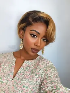 Short Lace Front Wigs for Black Women Human Hair Wig Pixie Cut Wig Pre Plucked T Part Lace Frontal Wig Glueless Lace Wigs