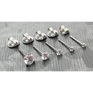 PAIR of Dazzling Martini Set CZ Gem 6AL-4VELI ASTM F136 Implant Grade Titanium Stud Earrings - 2mm thru 5mm Available!