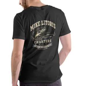 MIKE LITORIS CHARTERS, Funny T Shirt, Unisex Cotton black fits